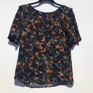 Promod Short Sleeve Ruffle Top w/ Butterfly Print
